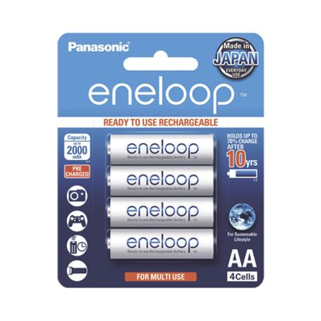 bateria recargable aa 12v eneloop  nihm  paquete de 4 baterias