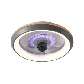 ventilador de techo con luminario led de  110 v ca 5060 hz   88 w 4500 lm  6500  4 000  2 700 k 6 tonos de luz  500 mm  6 veloc
