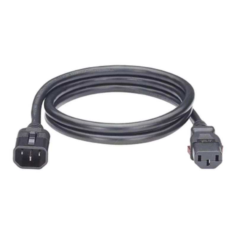 Cable De Alimentación Eléctrica Con Bloqueo De Seguridad De Iec C14 A Iec C13 1.8 Metros De Largo Color Negro 1 Pieza