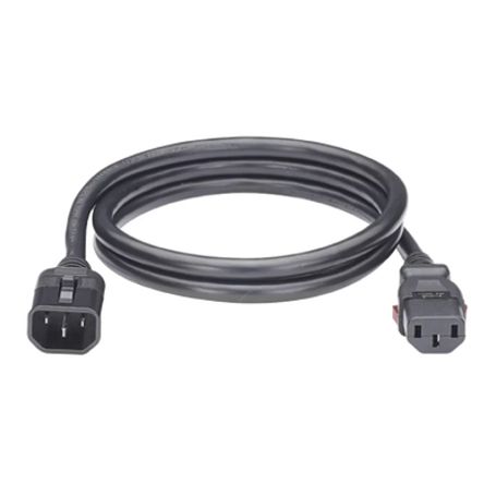 cable de alimentación eléctrica con bloqueo de seguridad de iec c14 a iec c13 18 metros de largo color negro 1 pieza