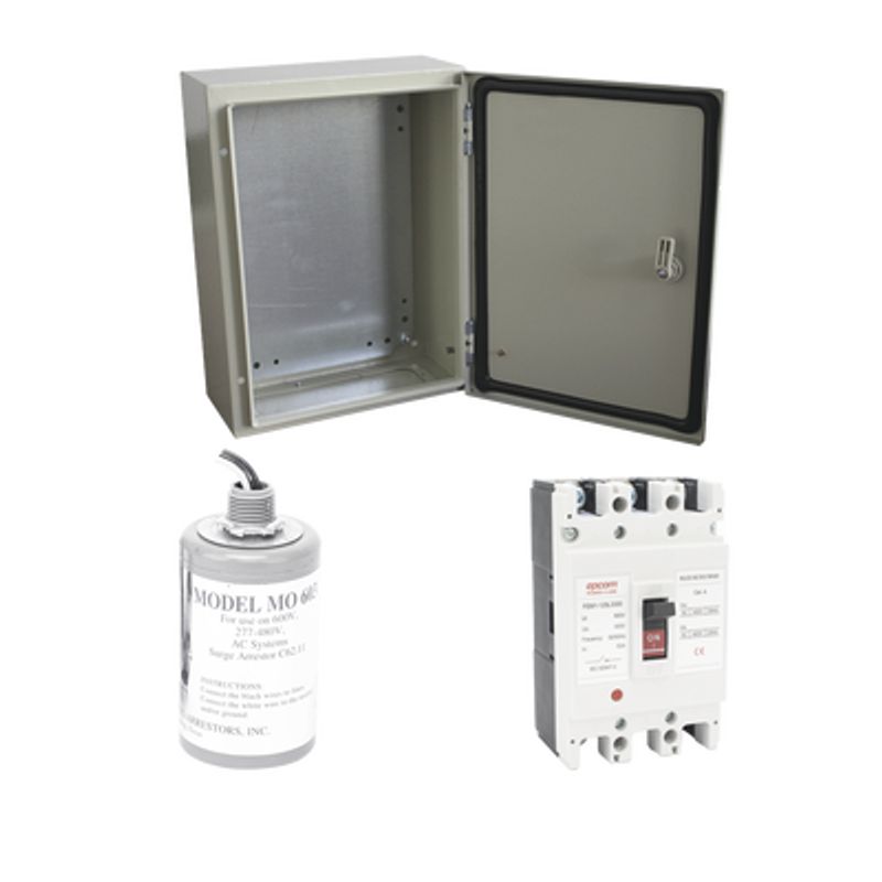 Kit De Centro De Carga Trifasico Para Corriente Alterna Breaker De Hasta 690 Vc De 100 A Con Supresor De Descargas Atmosféricas.