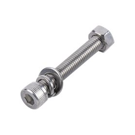 1 tornillo allen milimétrico de acero inoxidable  m8125 x 65 con 1 tuerca 1 arandela de presión y 1 plana  para montajes de mód