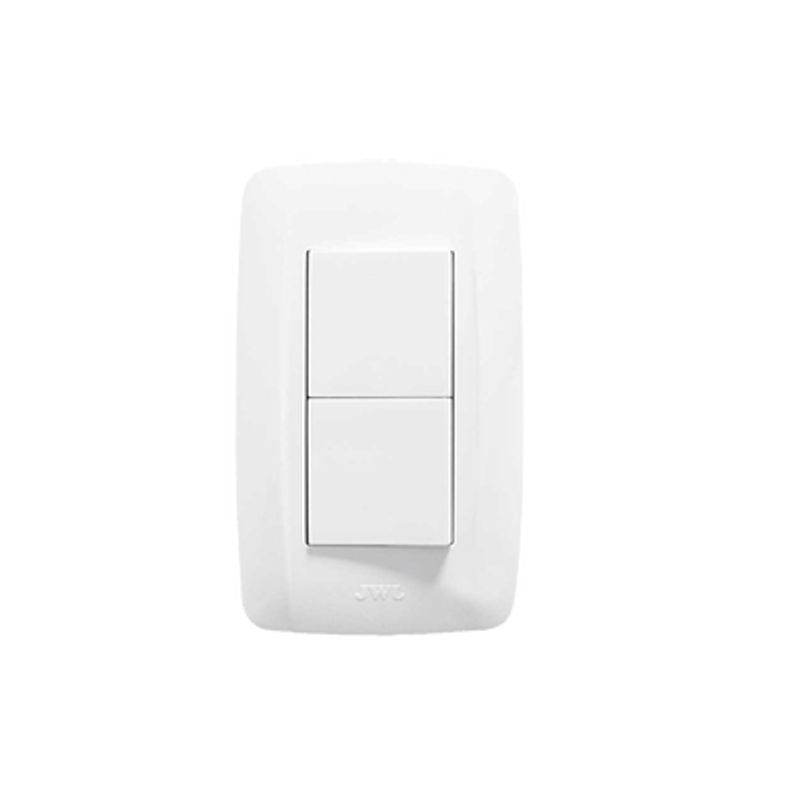 Placa Con 2 Interruptores Sencillos 10 A/ 127 V Ca  60 Hz /  1 1/2 Módulos / Color Blanco.