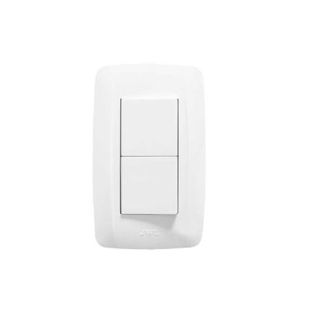 Placa Con 2 Interruptores Sencillos 10 A/ 127 V Ca  60 Hz /  1 1/2 Módulos / Color Blanco.