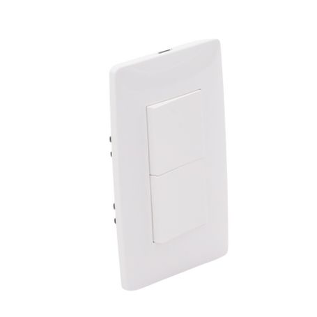 Placa Con 2 Interruptores Sencillos 10 A/ 127 V Ca  60 Hz /  1 1/2 Módulos / Color Blanco.