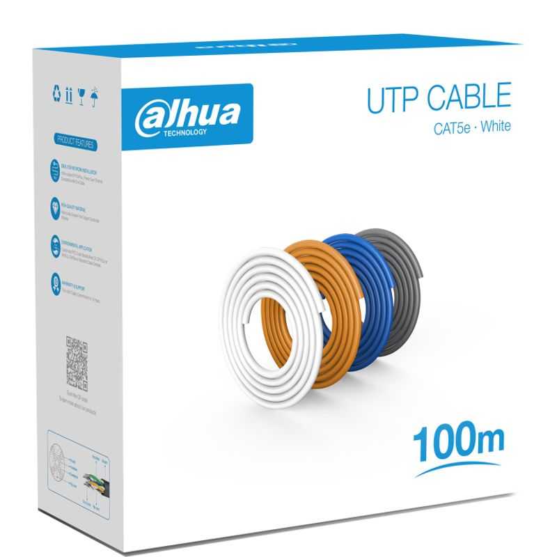 Dahua Pfm920i5euu100  Bobina De 100 Mts De Cable Utp Cat5e/ 100 Cobre/ Color Blanco/ Cubierta Retardante De Flama Con Certificac