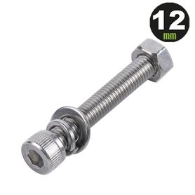 1 tornillo allen milimétrico de acero inoxidable  m8125 x 12 con 1 tuerca 1 arandela de presión y 1 plana  para montajes de mód