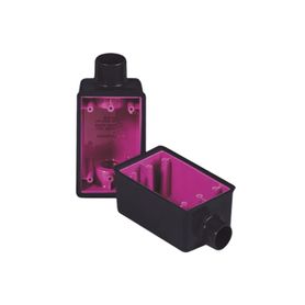 caja rectangular de 34  con recubrimiento exterior de  pvc e interior purpura