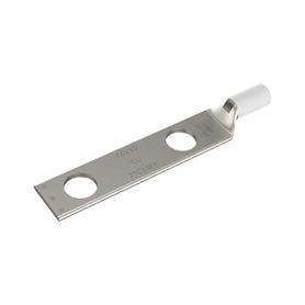 zapata terminal de compresión de barril largo con doble ojillo para tornillo 14 y cable 1410 awg  espaciado de 58