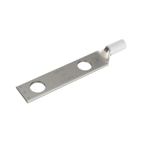 zapata terminal de compresión de barril largo con doble ojillo para tornillo 14 y cable 1410 awg espaciado de 58