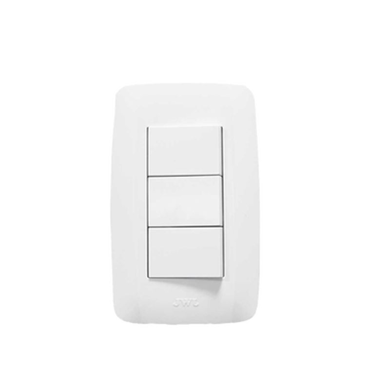 Placa Con 3 Interruptores Sencillos 10 A/ 127 V Ca  60 Hz /  1 Módulo / Color Blanco.