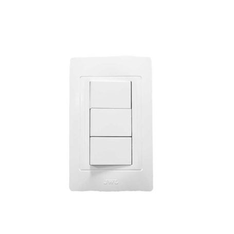 Placa Con 3 Interruptores Sencillos 10 A/ 127 V Ca  60 Hz /  1 Módulo / Color Blanco.