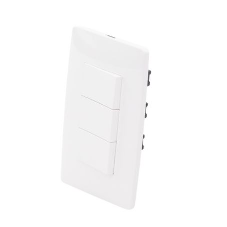 Placa Con 3 Interruptores Sencillos 10 A/ 127 V Ca  60 Hz /  1 Módulo / Color Blanco.