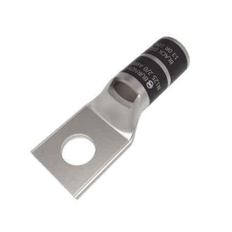 zapata terminal tipo compresión de cobre electrolitico estanado de barril corto para tornillo de 12 y cable 20 awg