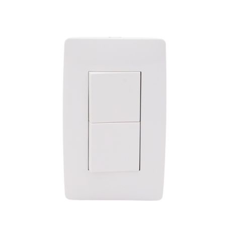 Placa Con 2 Interruptores Escalera 10 A/ 127 V Ca  60 Hz /  1 1/2 Módulos / Color Blanco.