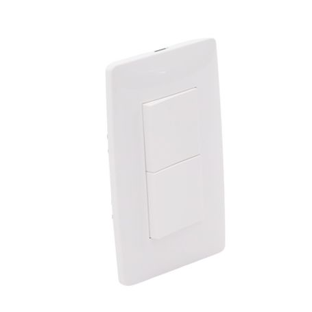 Placa Con 2 Interruptores Escalera 10 A/ 127 V Ca  60 Hz /  1 1/2 Módulos / Color Blanco.