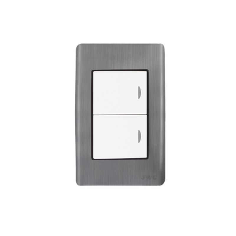 Placa Con 2 Interruptores Sencillos 10 A/ 127 V Ca  60 Hz /  Carcasa De Acero.