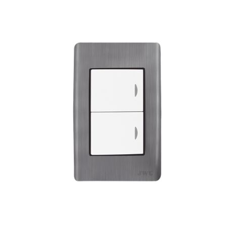 Placa Con 2 Interruptores Sencillos 10 A/ 127 V Ca  60 Hz /  Carcasa De Acero.