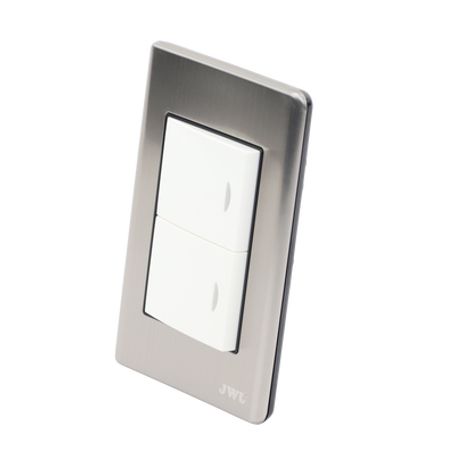 Placa Con 2 Interruptores Sencillos 10 A/ 127 V Ca  60 Hz /  Carcasa De Acero.