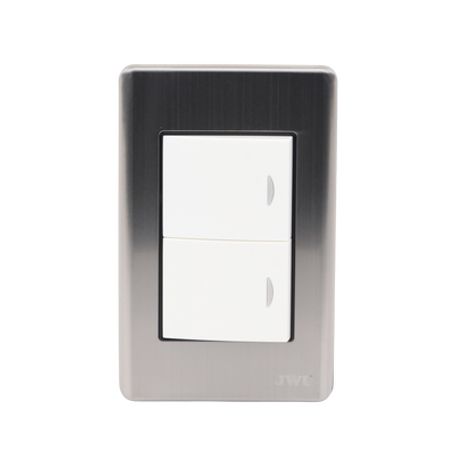 Placa Con 2 Interruptores Sencillos 10 A/ 127 V Ca  60 Hz /  Carcasa De Acero.
