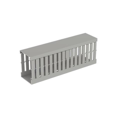 Canaleta Ranurada De Pvc Con Tapa Tipo F 49.5 Mm De Ancho 72.4 Mm De Alto Y 2 M De Largo Color Gris