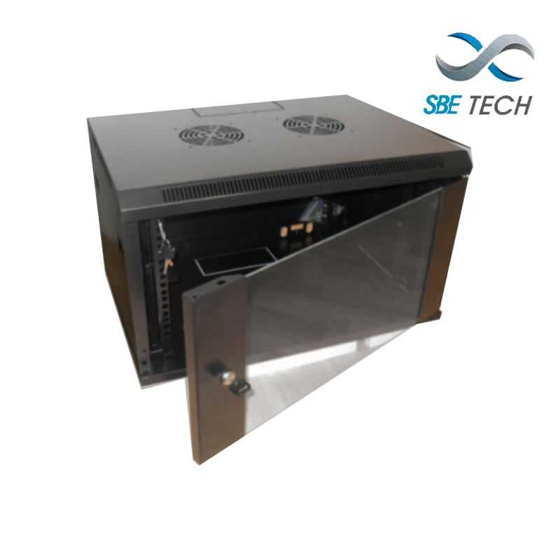 Sbetech Gnlpar6urp  Gabinete De Pared 6ur/ 600mm De Ancho/ 600 Mm De Profundidad Puerta Delantera De Cristal Templado/ Cerradura