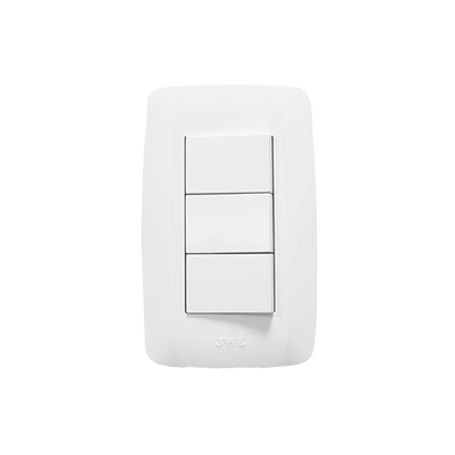 Placa Con 3 Interruptores Sencillos/  127 V 60 Hz 10 A / 1 Modulo.