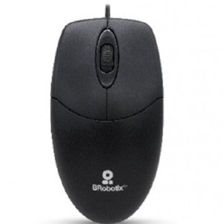 Mouse Básico USB BROBOTIX 497202 Negro 3 Botones Alámbrico Óptico TL1 