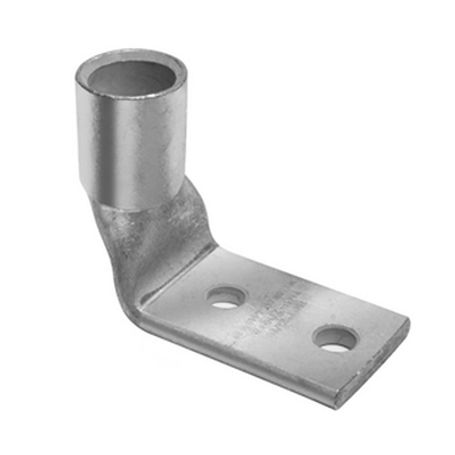 terminal de compresión de barril corto a 90° con doble ojillo para tornillo 10 y cable 6 awg espaciado de 58