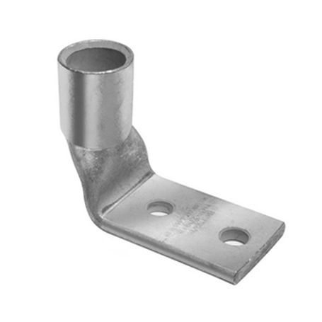 Terminal De Compresión De Barril Corto A 90° Con Doble Ojillo Para Tornillo 10 Y Cable 4 Awg / Espaciado De 5/8 Terminal De Compresión De Barril Corto A 90° Con Doble Ojillo Para Tornillo 10 Y Cable 4 Awg / Espaciado De 5/8