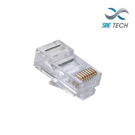 Sbetech 24018p8c  Plug Rj45 8 Posiciones 50 Micras De Oro Cat5e Paq 50 Pza