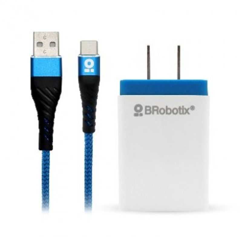 CARGADOR BROBOTIX USB C/CABLE TIPO C CARGA RÁPIDA 963332 Blanco  Azul Pared 5 V 1 Puerto USB V3.0 TL1 