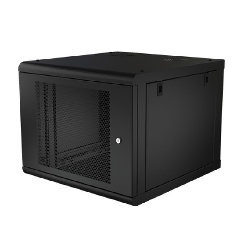 Gabinete De Pared Con Puerta Perforada 635mm De Profundidad 9u Rack De 19 Acero Reforzado