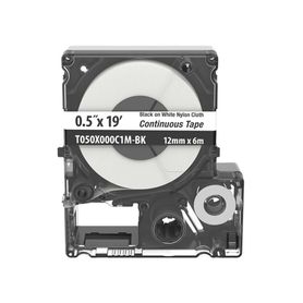 casete de etiquetas de nylon de cinta continua color negro sobre blanco uso interiorexterior 12 05 in mm de ancho x 6 metros de
