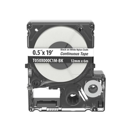 casete de etiquetas de nylon de cinta continua color negro sobre blanco uso interiorexterior 12 05 in mm de ancho x 6 metros de
