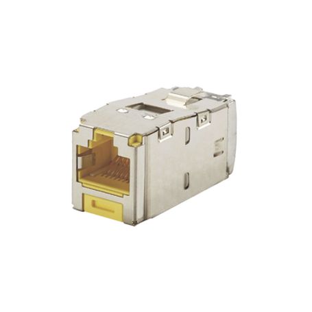 Conector Jack Rj45 Blindado Estilo Tg Minicom Categoria 6a De 8 Posiciones Y 8 Cables Color Amarillo