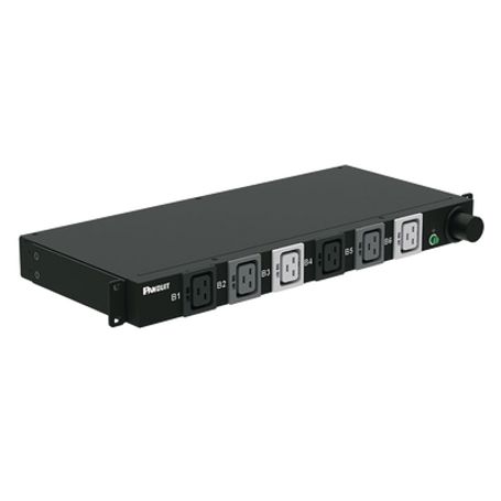 pdu básico para distribución de energia plug de entrada trifásico cs8365c con 6 contactos c19 instalación horizontal de 19in 1u