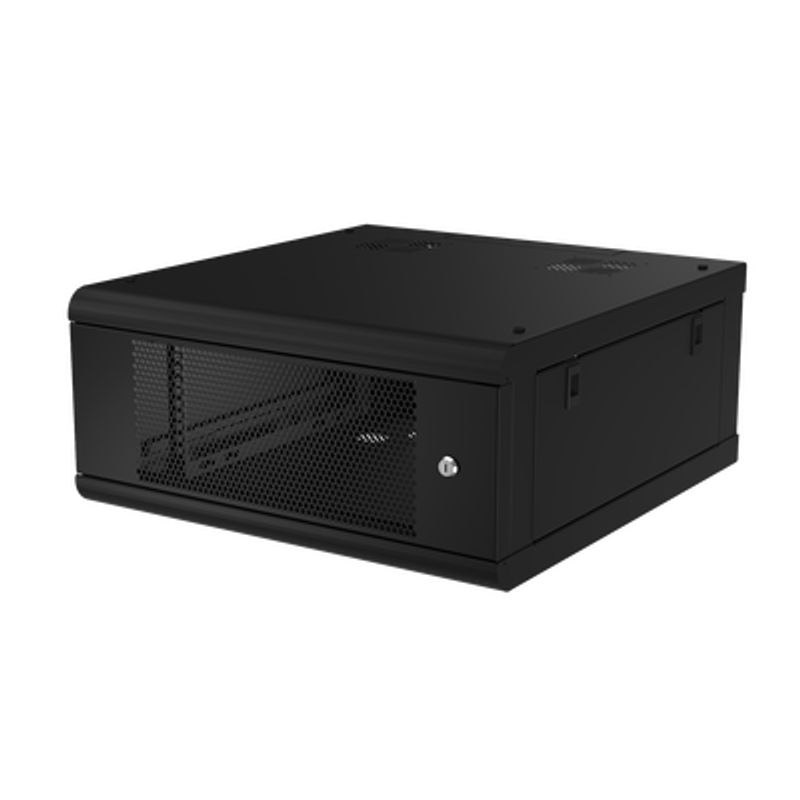 Gabinete De Pared Con Puerta Perforada 635mm De Profundidad 4u Rack De 19 Acero Reforzado