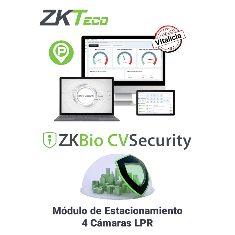 ZKTECO ZKBIOCVPARKLPR4 - Modulo Vitalicio de acceso Control de estacionamiento para BioCVSecurity  4 Terminales