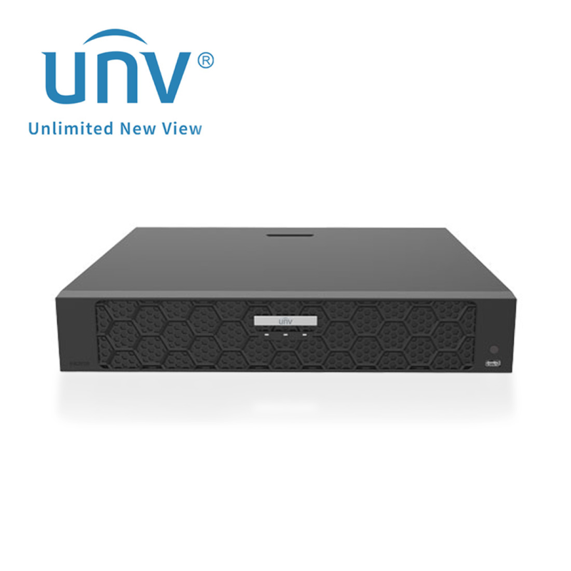 NVR UNV NVR504-32B-P16 / 32 CANALES / ULTRA265 / 16 PUERTOS POE / 4 DISCOS DUROS 10 TB C/U (TOTAL 40 TB) / HDMI / VGA / METADATO