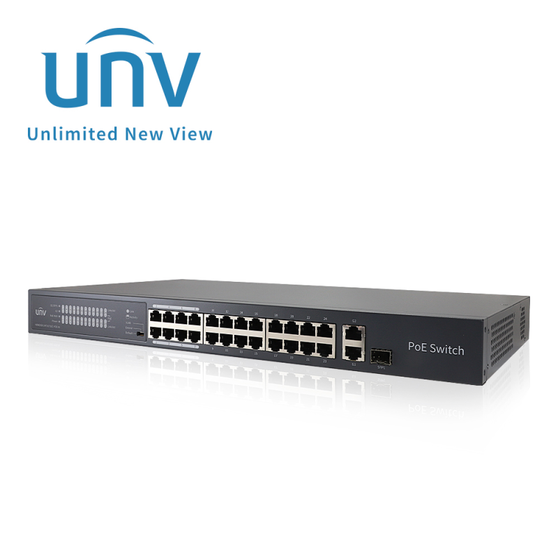 SWITCH POE+ 24FAST / 24 POE / 1 GIGAETHERNET + 1 GIGAETHERNET UNV NSW2020-24T1GT1GC-POE-IN / POE AF / AT / 370 W TOTAL