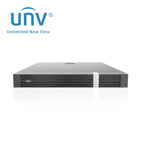 NVR 12MP, 32 CH UNV NVR302-32E2-IQ, CAPACIDAD DE 2 HDD 8 TB C/U (16 TB TOTAL), SALIDA HDMI Y VGA / ONVIF / SOPORTA DEWARPING