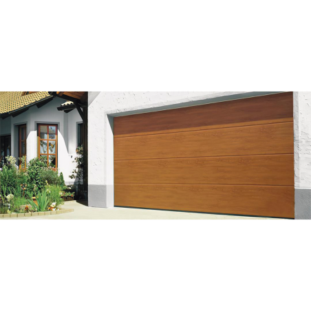 Puerta de Garage D/ Alta calidad / 16x8 pies / AISLADA / Estilo Americana / Imitacion Madera / Golden Oak / Linea Central