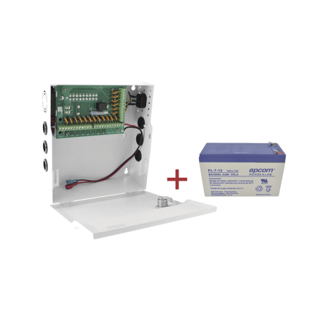 Kit / Fuente con 18 salidas / 20 Amperes totales / Ajuste de voltaje de 11-15 V / 20 A modelo PLK12DC20ABK / + Batería incluída
