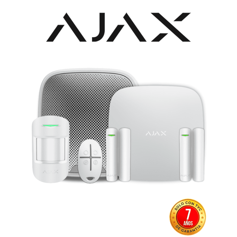 AJAX KIT RESIDENCIAL EXT - Panel de alarma Hub2Plus conexión Ethernet / WiFi / LTE color Blanco / APP “AJAX PRO” iOS y Android
