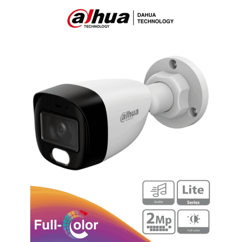 DAHUA HAC-HFW1209CN-A-LED-S3 - Cámara Bullet Full Color 1080p/ Llente de 2.8 mm/ 107.8° de Apertura/ Micrófono Integrado/