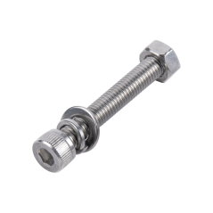 1 Tornillo Allen Milimétrico de Acero Inoxidable M8-1.25 x 25 / 1 Pza. /Con 1 Tuerca, 1 Arandela de Presión y 1 Plana