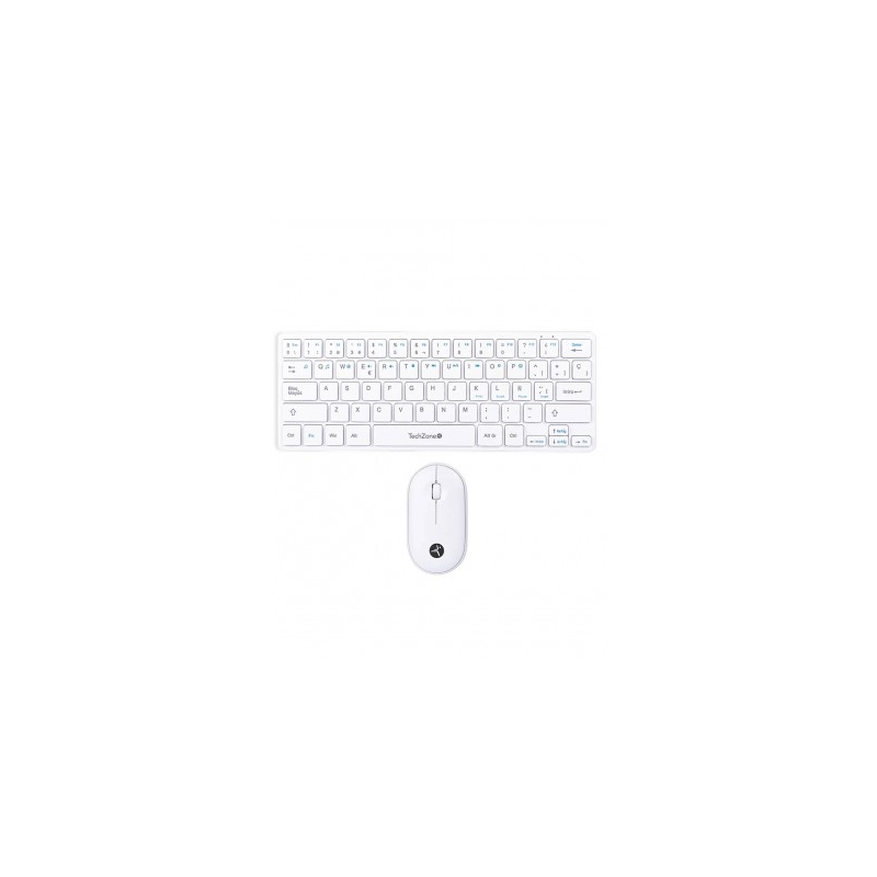 Combo Inalámbrico Young Pop White TECHZONE , color blanco, 64 teclas, 1200 DPI, compatibilidad con Windows y MacOS