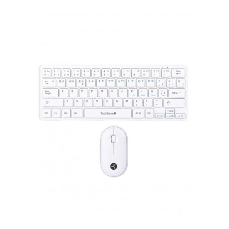 Combo Inalámbrico Young Pop White TECHZONE , color blanco, 64 teclas, 1200 DPI, compatibilidad con Windows y MacOS