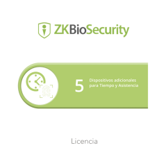 Licencia para ZKBiosecurity permite gestionar hasta 5 dispositivos para tiempo y asistencia